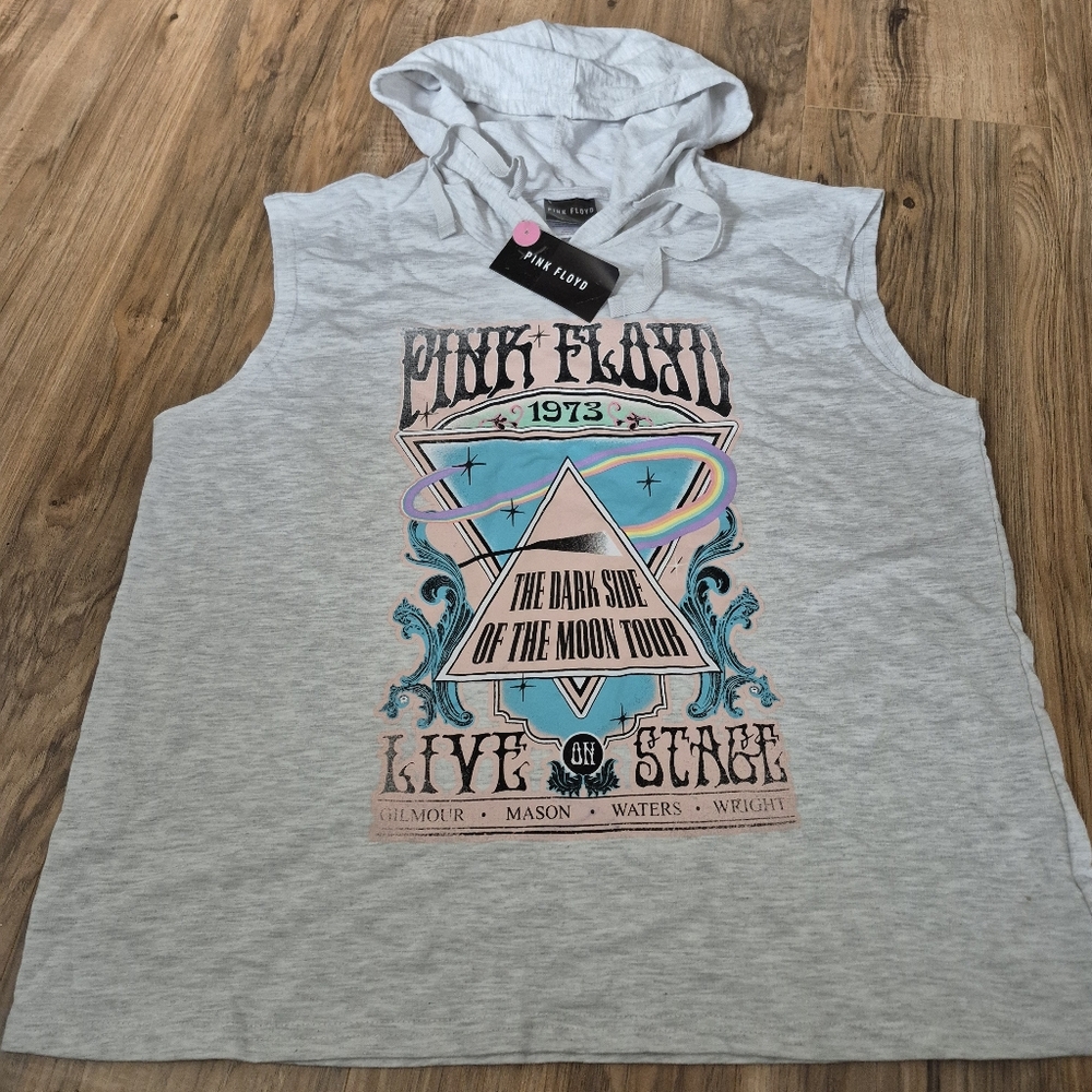 NWT Pink Floyd 1973 Womens Sleeveless Hooded Tank Top Size L